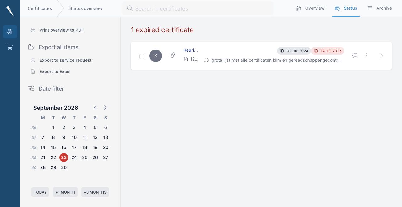 Certificate status