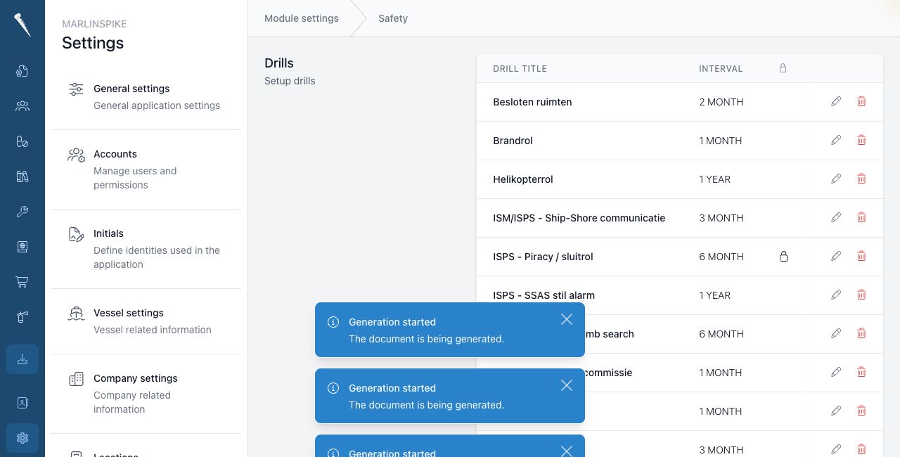 Safety settings