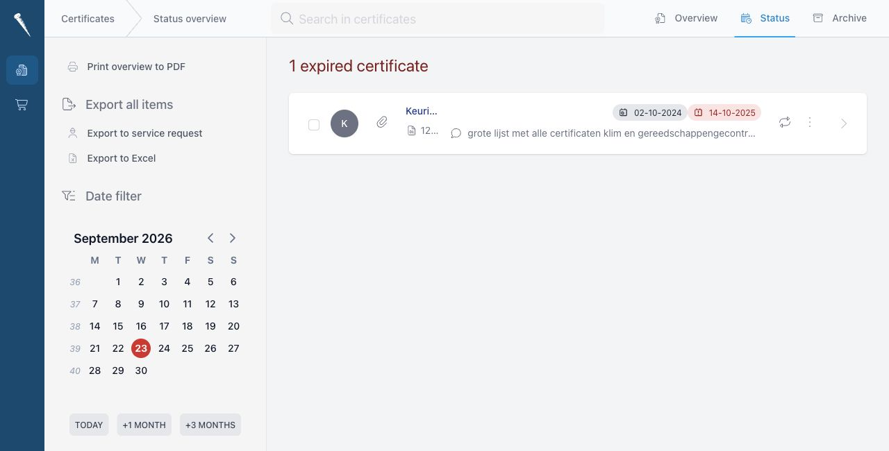 Certificate status