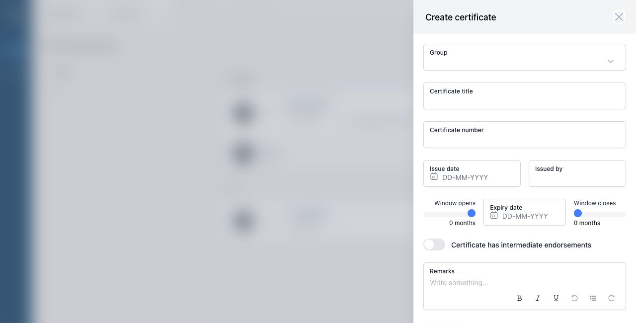 Create certificate